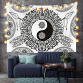 Lofaris Black And White Divination Geometric Custom Tapestry